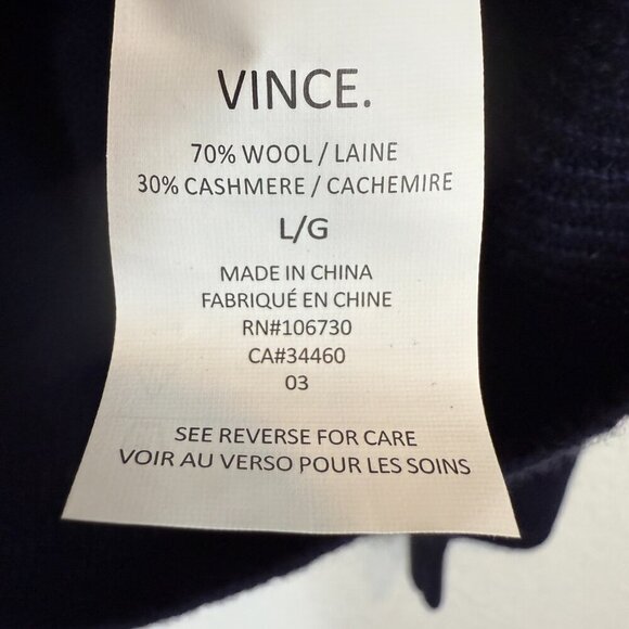 Vince Wool Cashmere Blend Sweater Navy Blue Size Large FLAW - Picture 9 of 13